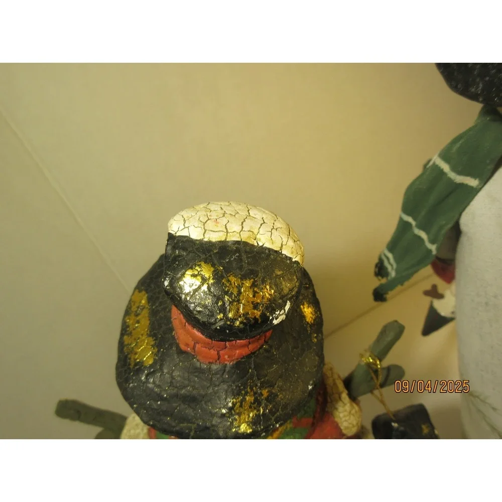 Christmas Snowman Figurines Decoration Holiday Decor Harrow's Set of 2